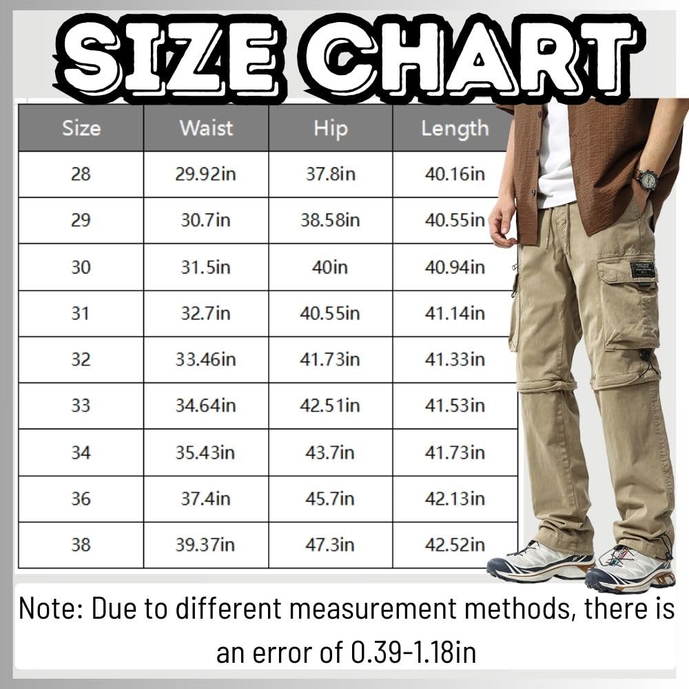 Pantalon de randonnée pour homme - Pantalon de travail amovible - Respirant - Pantalon d'extérieur - Séchage rapide - Pantalon fonctionnel d'été