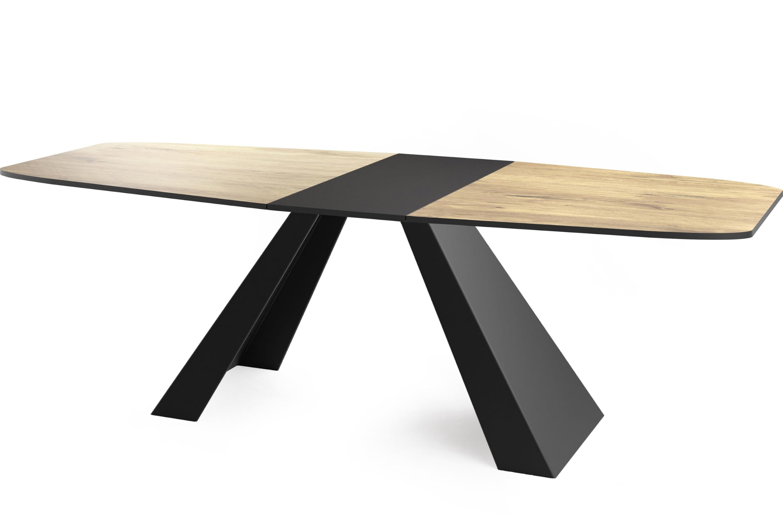 WFL GROUP Esstisch Monte im Modern Stil, Rechteckiger Tisch - Ausziehbar von 180 cm bis 220 cm, Pulverbeschichtete Schwarze Metallbeine - 180 x 90 cm - Lancelot Eiche