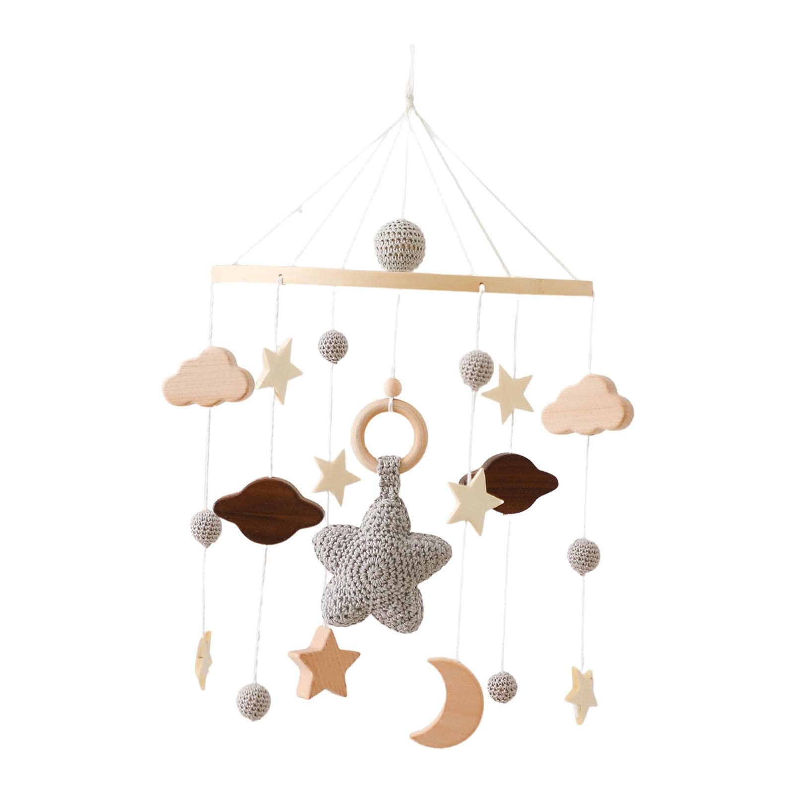Mobile Bébé Bois Accroche Berceau Jouet Suspendu Rotatif Jouet Sensoriel Activité Douce Nouveau-né Pram Convient Chambre Bébé Décoration Photographie