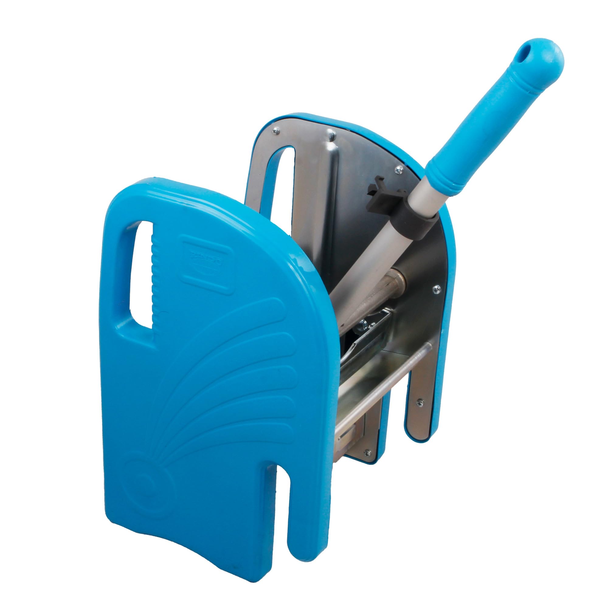 Moppresse aus Metall für Putzwagen, Robuste Wischmoppresse Blau | Hitzebeständig und hygienisch für Gewerbe, passend für gängige Reinigungswagen, kraftsparende Hebelmechanik aus langlebigem