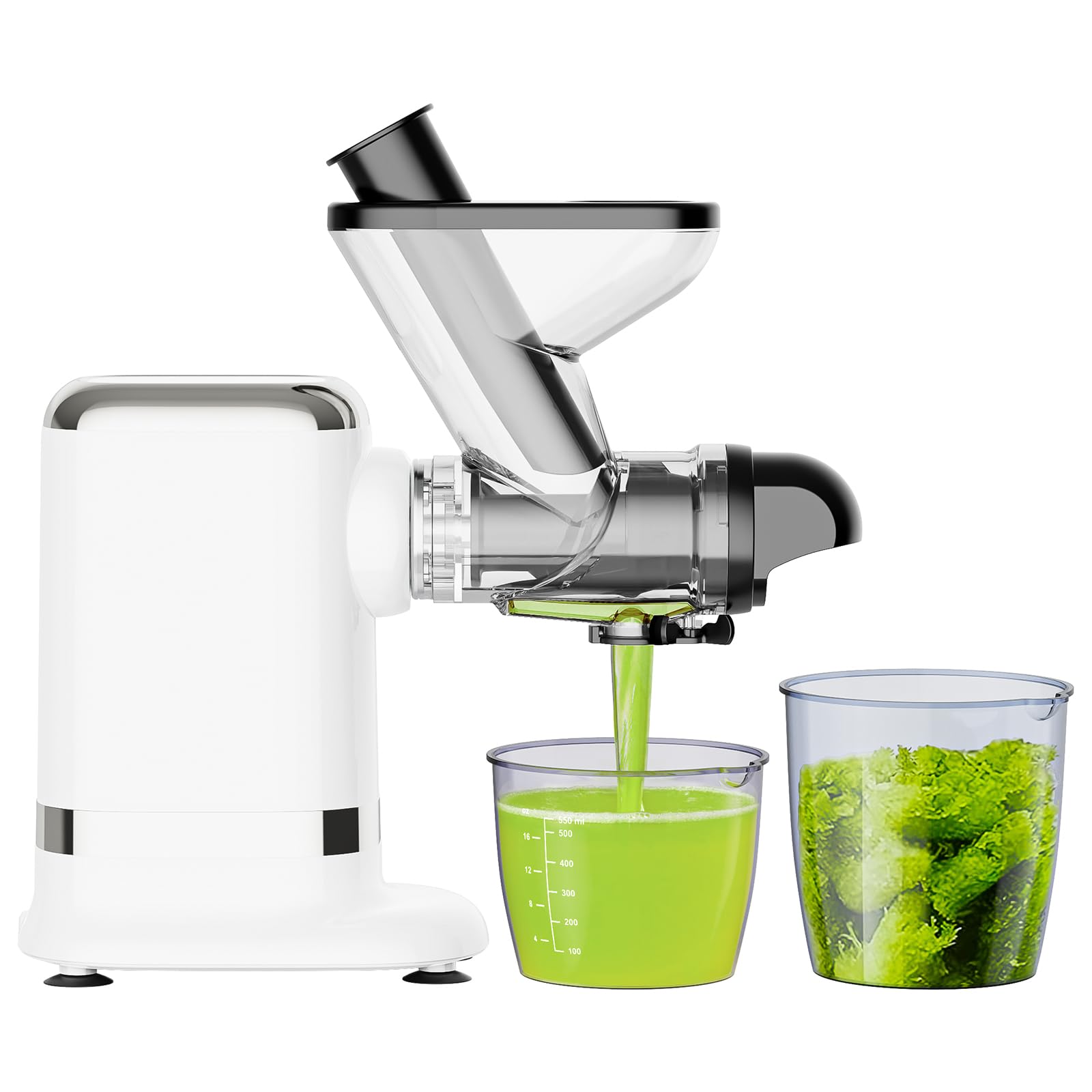 GVODE Cold Press Juicer Powerful Masticating Juicer with Dual Feed Chute Electric Juicer with Pulp Separation Countertop Juicer