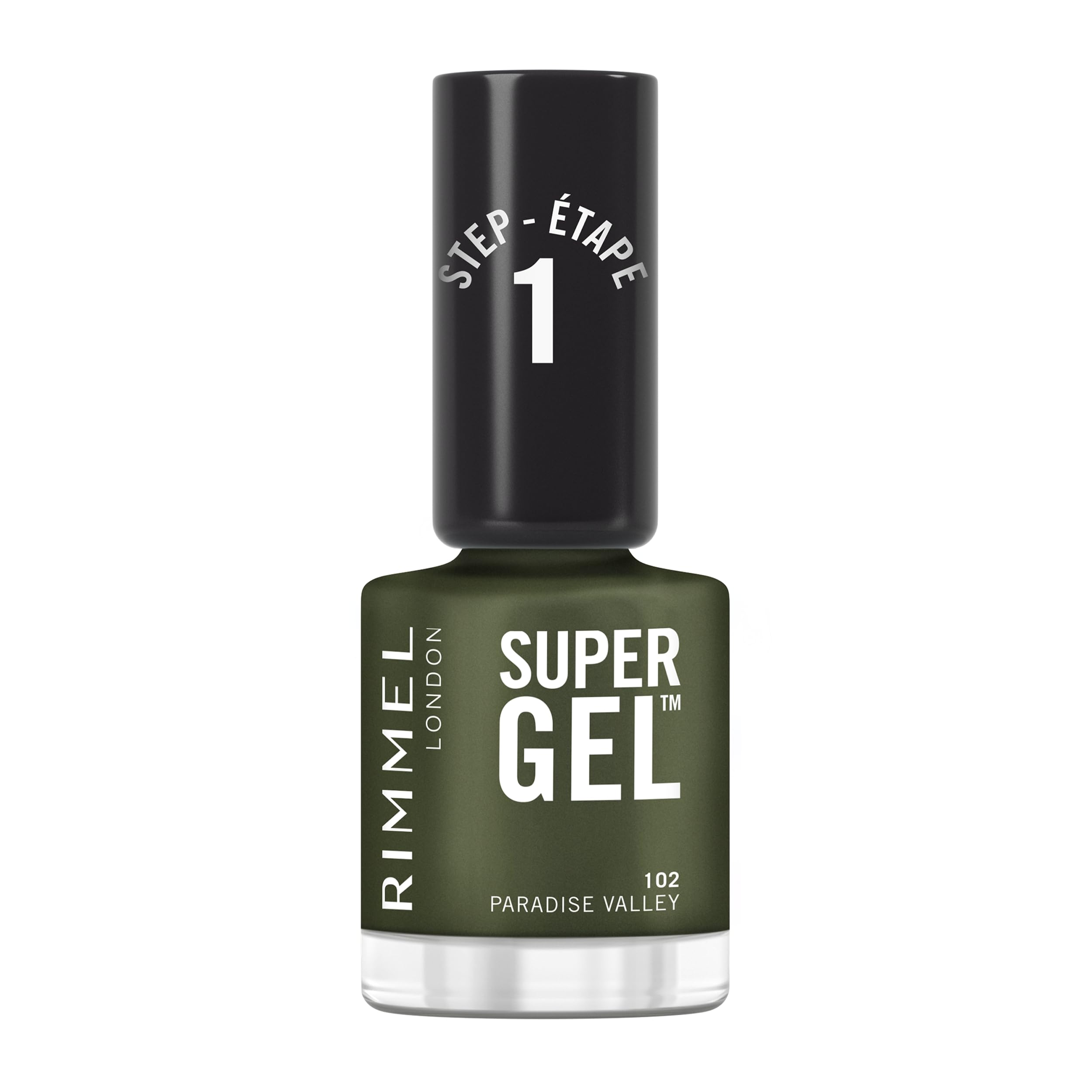 Rimmel Super Gel, 102 Paradise Valley, Long-Lasting Nail Polish, Glazed Finish, Easy Application, Gel-like Manicure, Chip Resistant, Clean Formula, 12ml