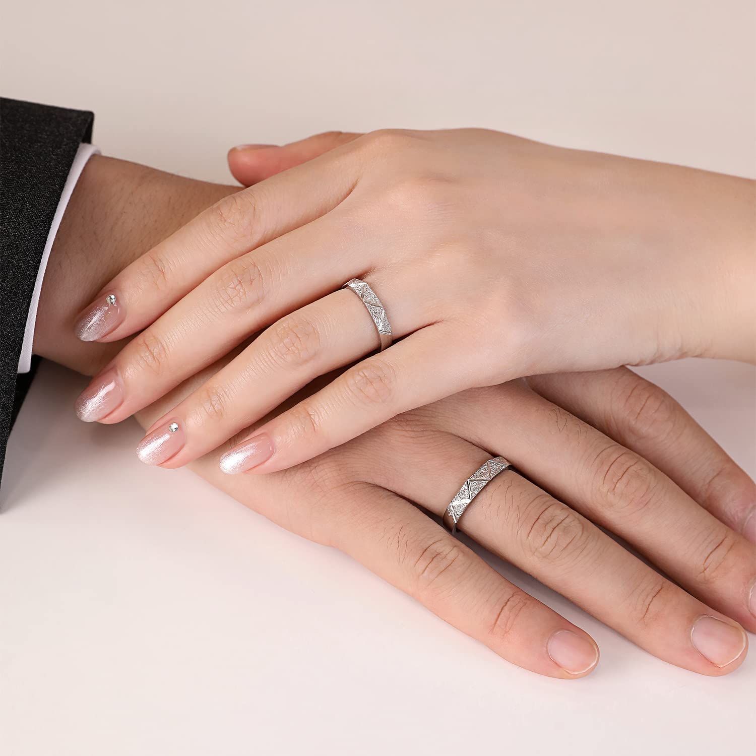 Meissa Anello di coppia in argento Sterling Anelli di coppia personalizzati e regolabili per uomini e donne Anello di promessa di matrimonio Anello di fidanzamento per anniversari