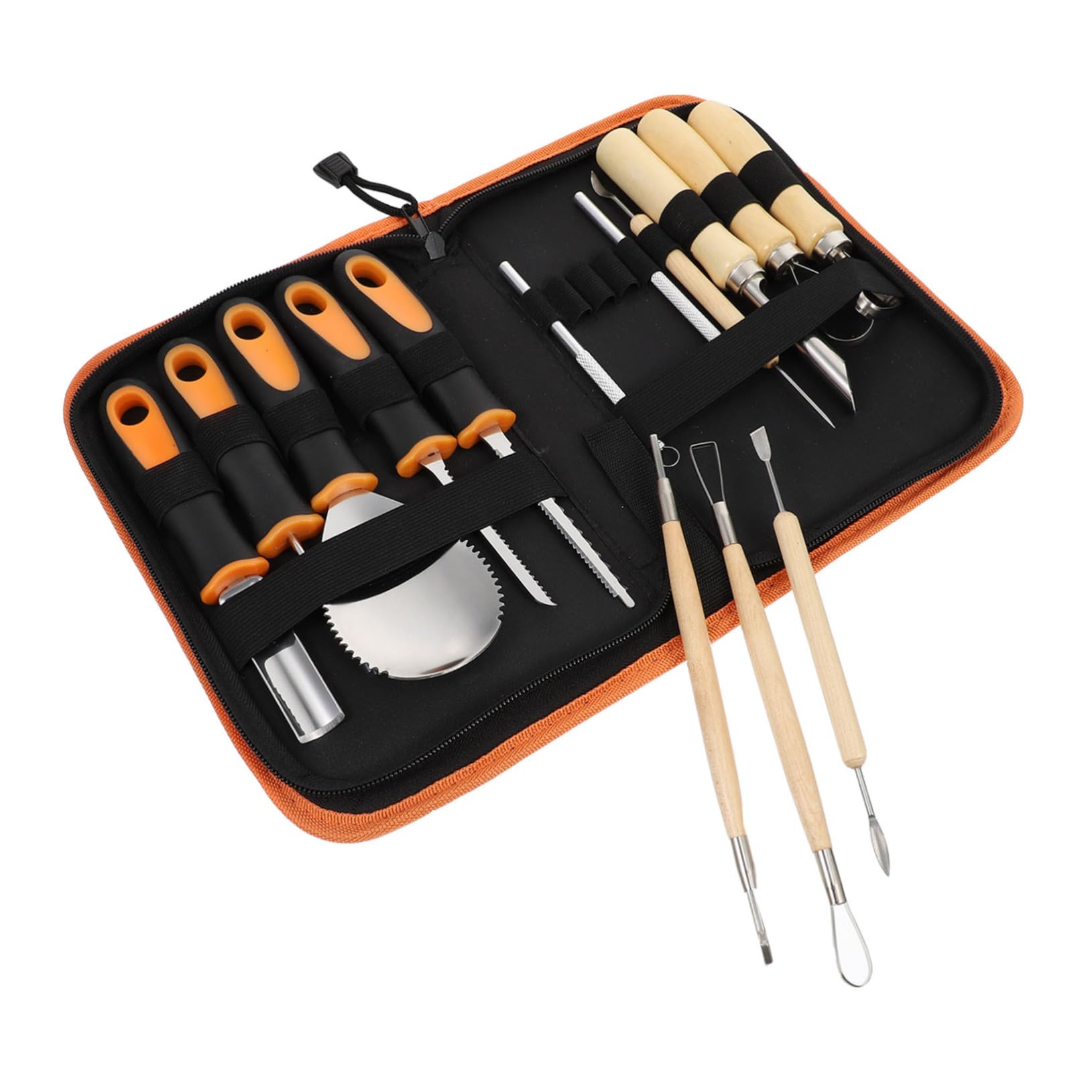 GRIRIW Pumpkin Set 15pc Set Heavy Duty Multi-purpose Sculpting Tools for Halloween