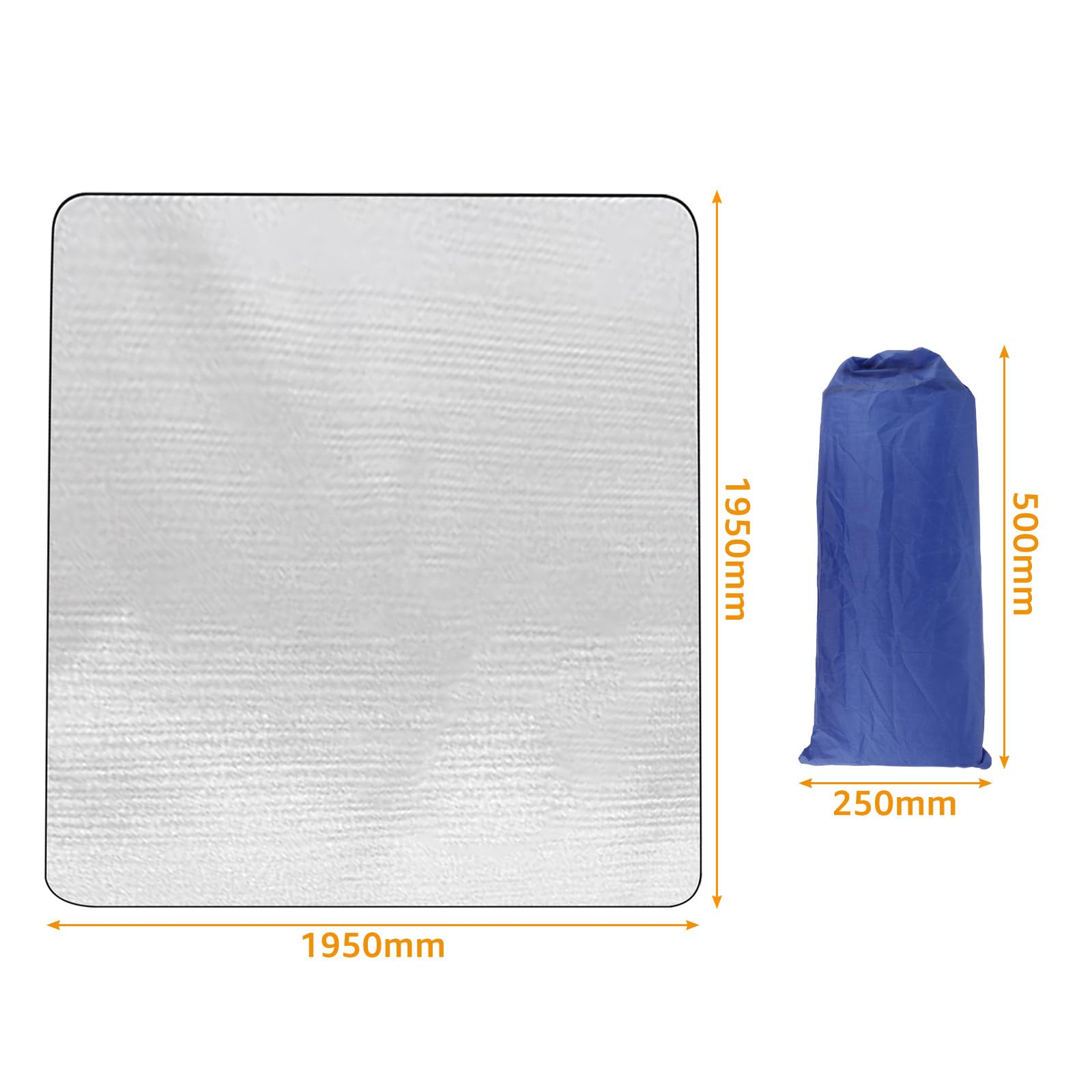 Tappetino Isolante Pieghevole 200x200 Cm In Alluminio | Doppio Strato Per Campeggio, Picnic E Spiaggia | Impermeabile E Termico | Con Custodia