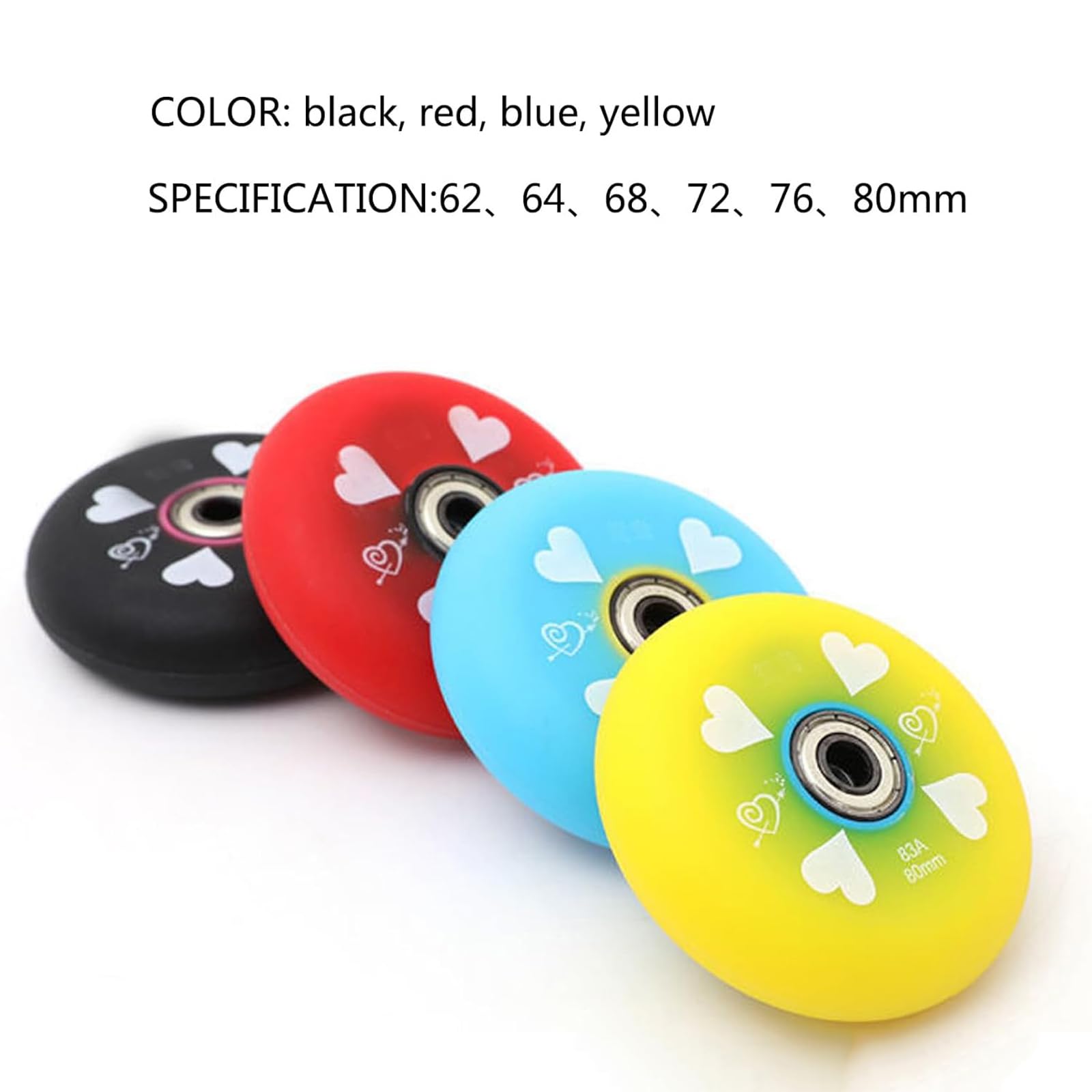 Koła zamienne rolki liniowe, koła zamienne rolki, opakowanie 8 rolek z łożyskami 83A 62 mm 64 mm 68 mm 70 mm 72 mm 76 mm 80 mm gumowe koła zamienne