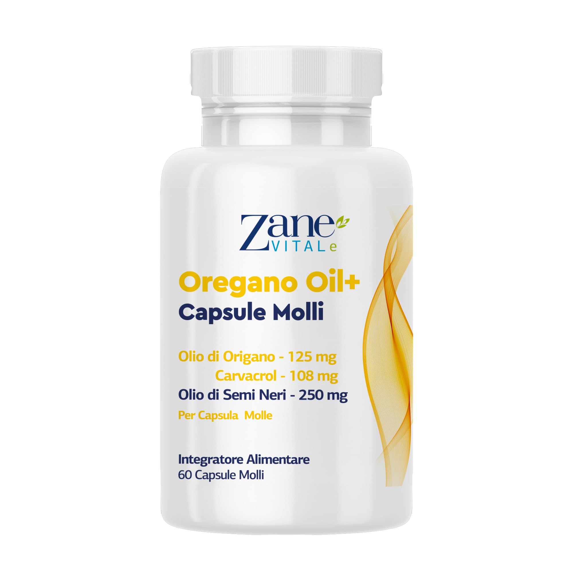 Zane Vital Olio di Origano e Olio di Cumino Nero – Capsule Molli con Carvacrolo e Timochinone – Integratore Alimentare – Non OGM, Senza Glutine – 60 Capsule