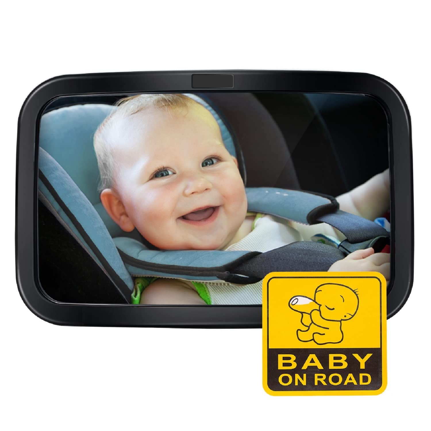 Espejo de coche de bebé para asiento trasero, espejo de coche ajustable con vista trasera, seguro para conducir y monitor para ver bebés con cara trasera, niños y niños