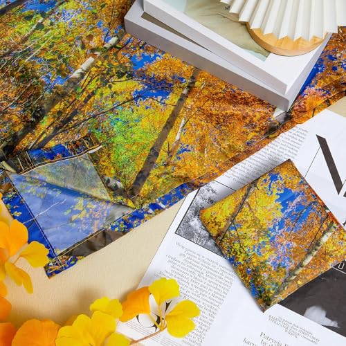 Image of Hortsun Pack of 2 Fluorescent Light Covers 4 x 2 Feet Magnetic Ceiling Light Cover Room Supplies for Home Office(Fall Forest)