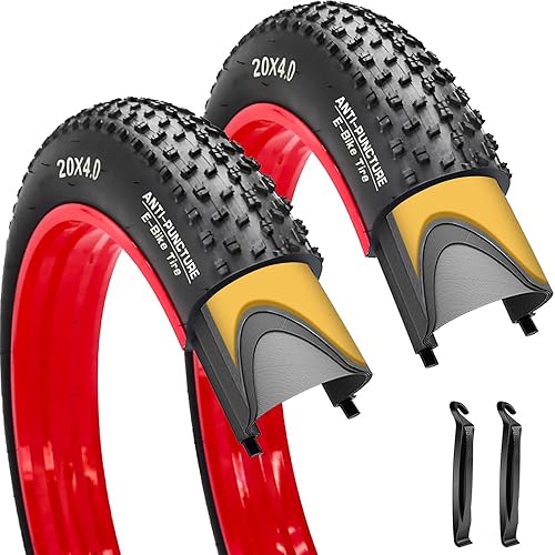 SIMEIQI Paquete de 2 neumáticos de bicicleta eléctrica de 20 pulgadas26 x 4.0 pulgadas, antipinchazos, con o sin tubos interiores, neumáticos de