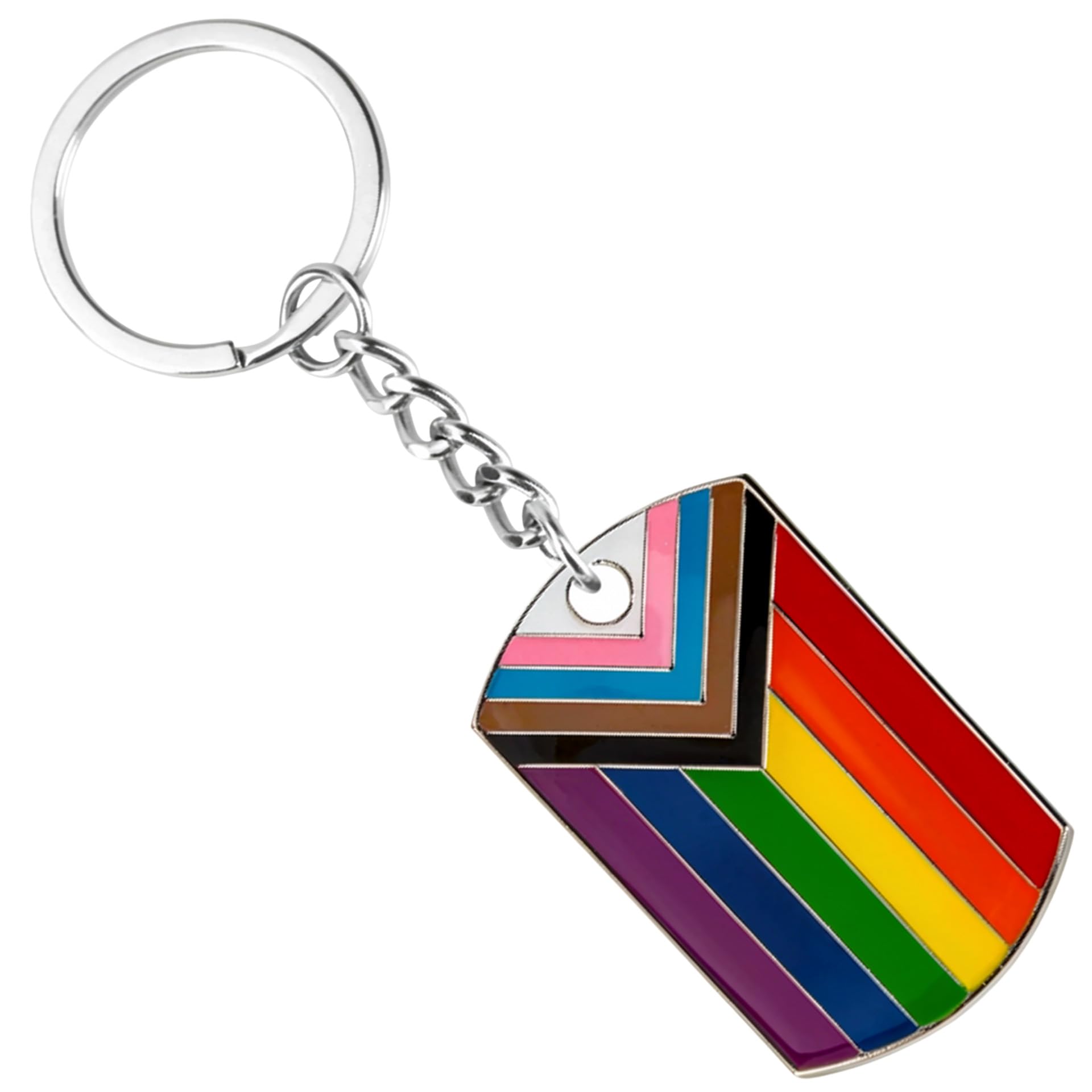 Panda Loco Unisex Progress Pride Pride Lgbtqi+ Flag Dog Tag Keychain (Progress Pride)