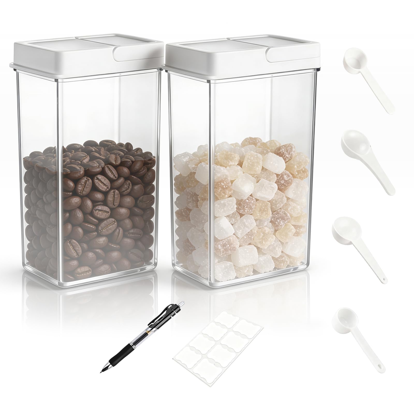 Cjytdkj Coffee Bean Storage Container, 2 Pack Coffee Canister, Food Storage Container for Cereal Oats Sugar Biscuits Tea