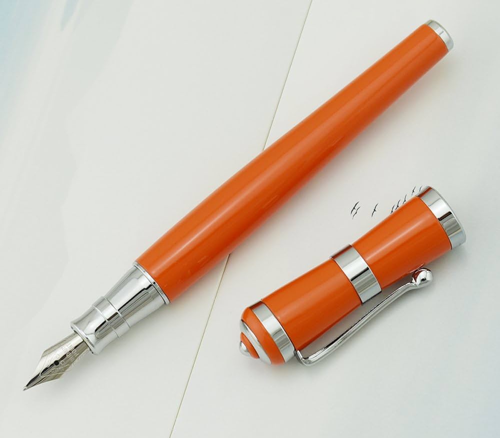 Amazon | Fuliwen 古典的な万年筆、高級ペン先、オレンジ バレル