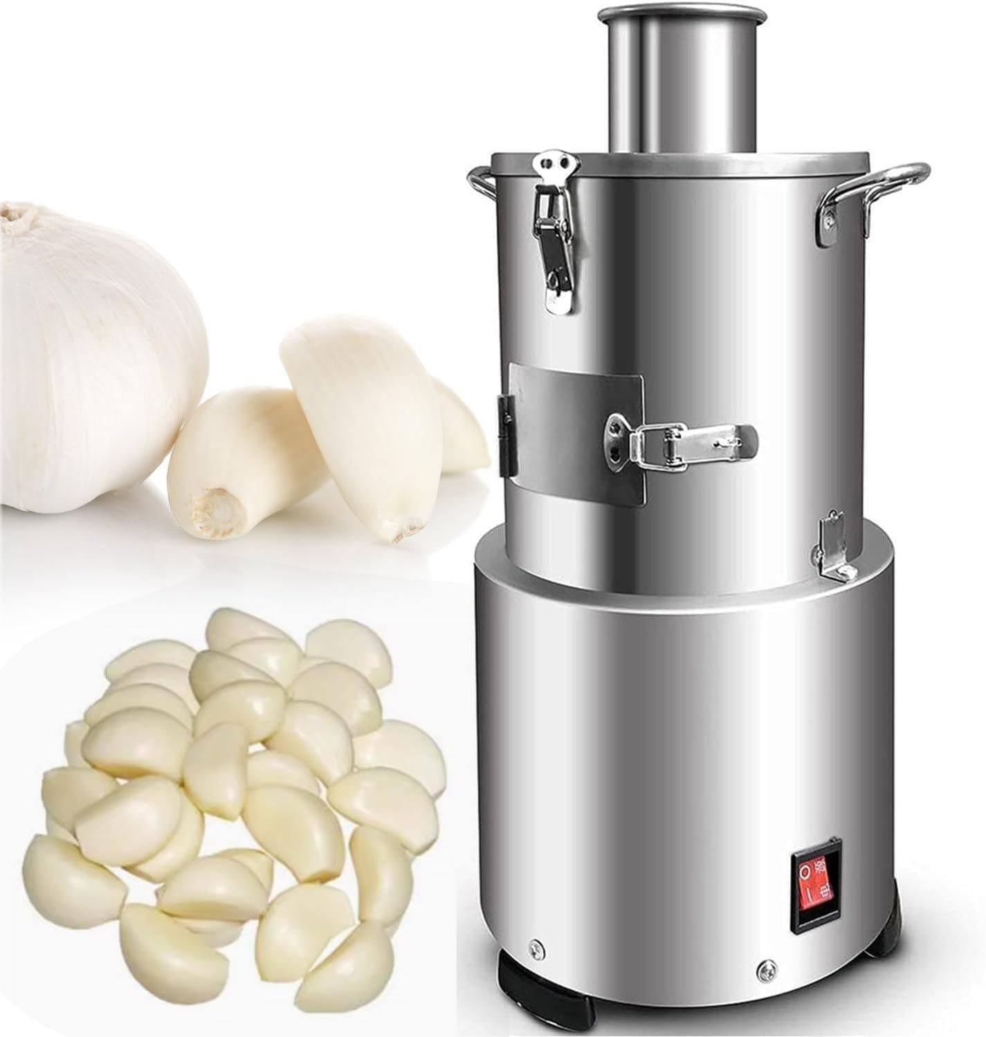 Commercial Electric Garlic Peeler Machine 200W - Automatic Garlic Peeler Skin Remover for Whole Dry Bulbs, 77Lb/Hour w/Safety Lock