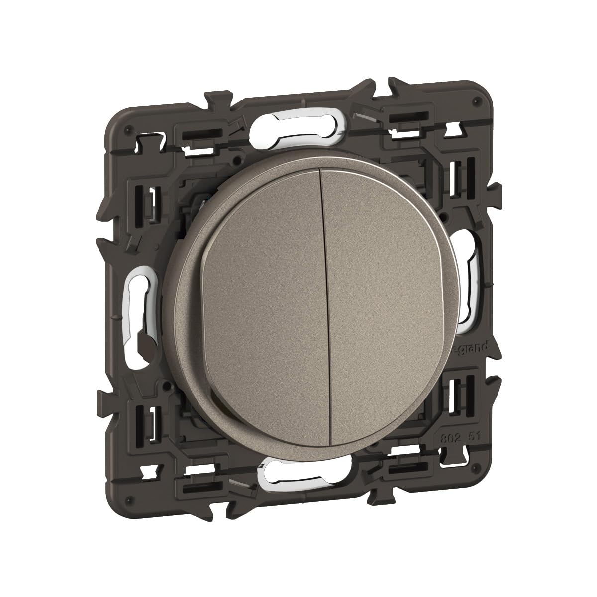 LEGRAND - Interrupteur/Va-et-vient double Céliane lumineux 10A - Design moderne - A équiper d'une plaque - Titanium