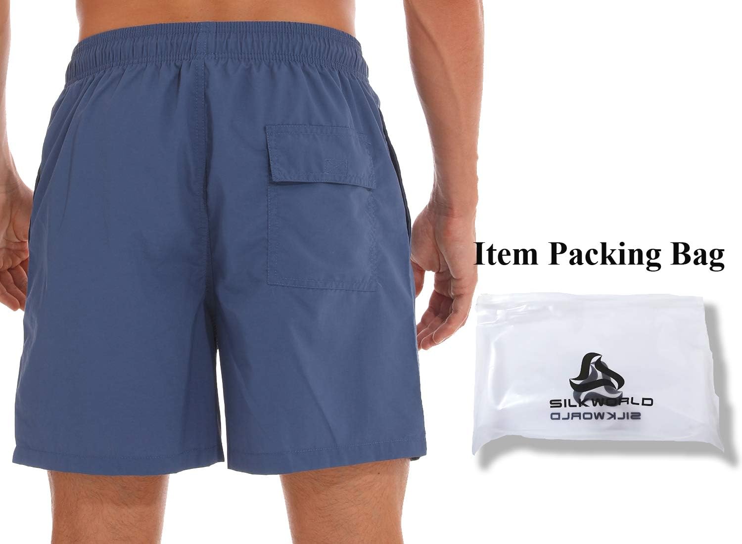 SILKWORLD Men's Swim Trunks Quick Dry Beach Shorts with Pockets | mesh lining, dry fast, adjustable waist, side pockets, comfort,well made,swimming,beach shorts, water sports,vacation trips thumbnail