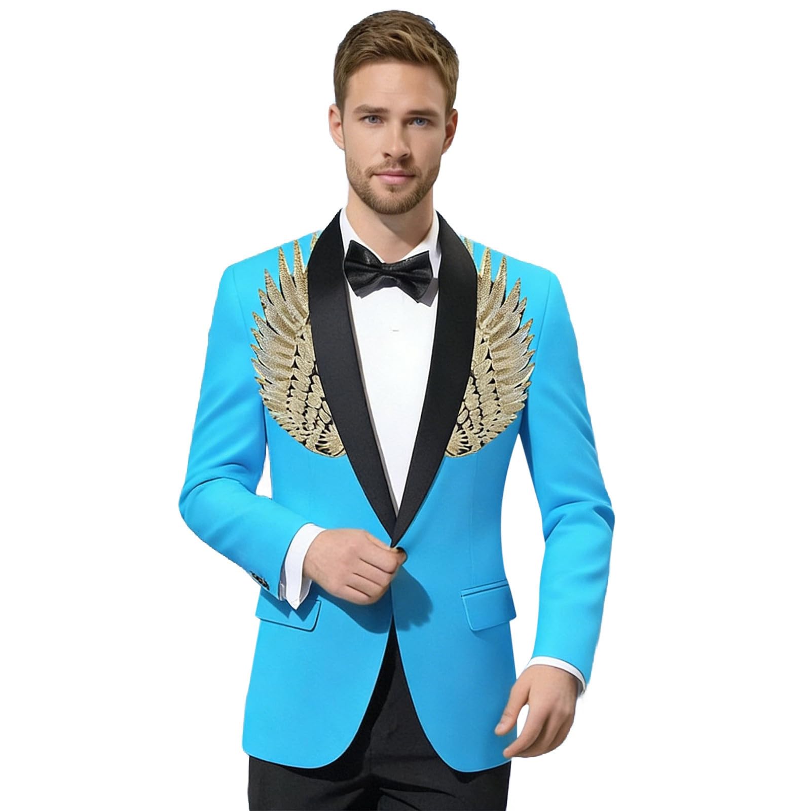 Generisch Giacca da uomo con paillette, con brillantini, per feste, balli di fine anno, blazer da uomo, casual, sportivo, per matrimonio, business, abito da uomo