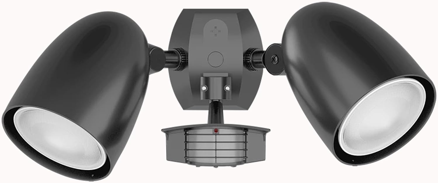 RAB Lighting Motion Sensor Outdoor Lights, STL360HB/L LED Flood Lights, Black, 17.5 x 5.63 x 7, 360 Sensor, 3,600 Lumen, 2x PAR38 Bulbs, 3000/4000/5000K, 90 CRI, Outdoor, Patio, Backyard, Lawn