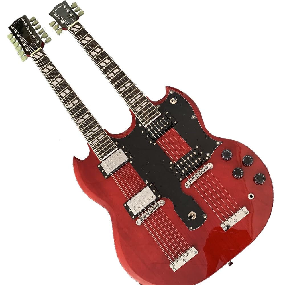 Custom Aged Wine-Red Double Neck Electric Guitar with 12 & 6