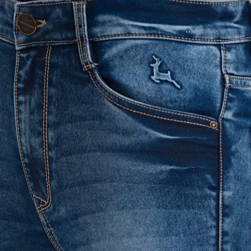 Image of Parx Men's Flat Front Skinny Cropped Fit Dark Blue Jeans