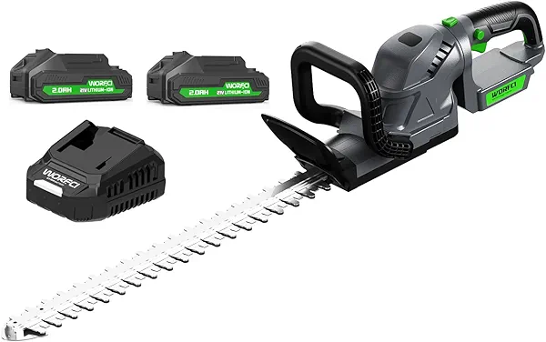 20-Inch Cordless Hedge Trimmer, Electric Handheld Bush Trimmer, 180° Rotatable Handle, with 2pack Battery and Charger (WHT52)