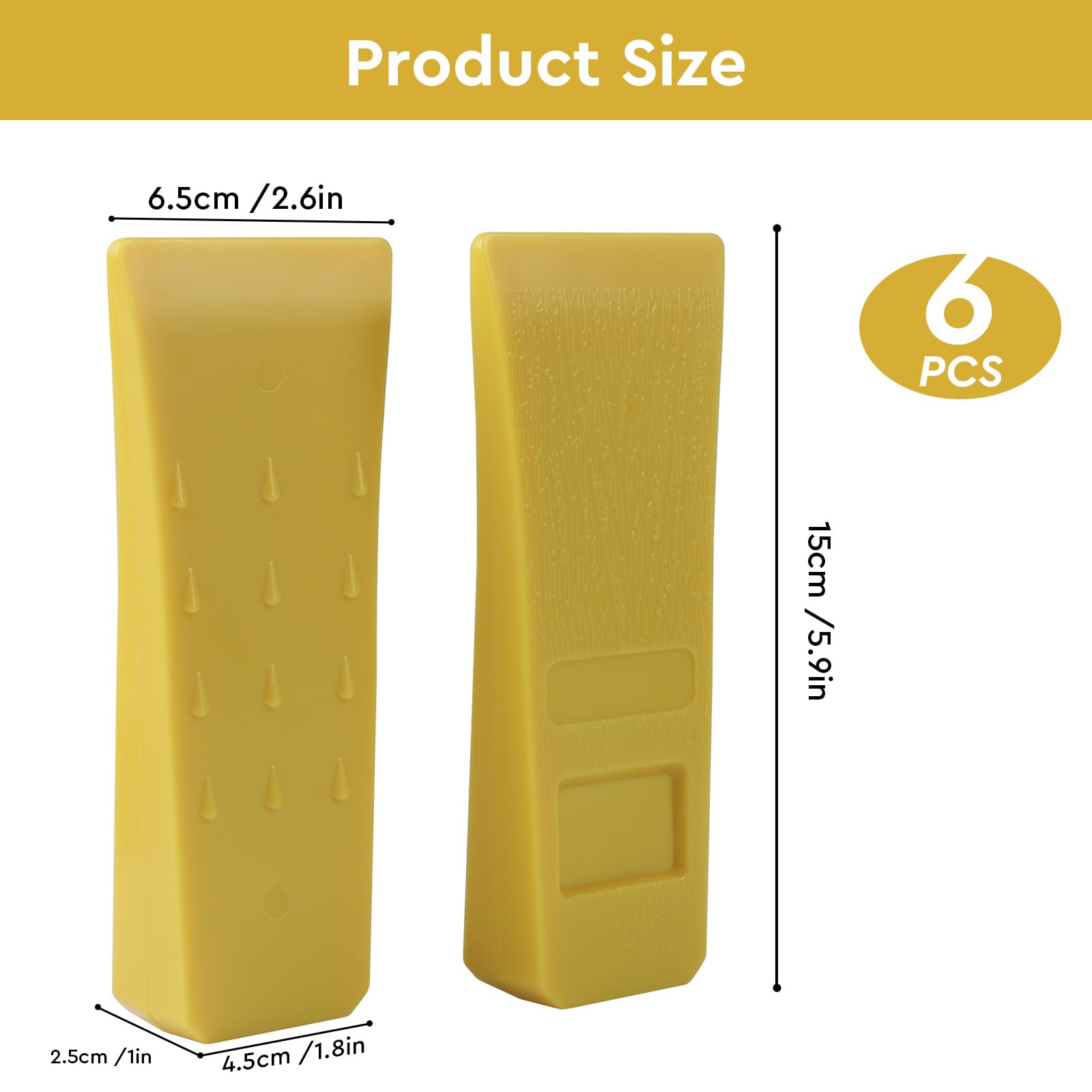 SWAWIS 6 Pezzi Cunei di Abbattimento, 15.2*6.6*2.5cm Cuneo per il Taglio dei Tronchi, Cuneo d'Abbattimento Giallo, Cuneo Spaccalegna per l'Abbattimento Controllato Degli Alberi