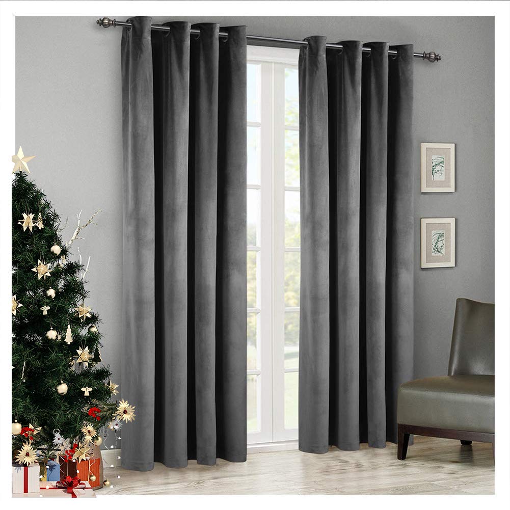 Dark Grey Velvet Curtains Curtains & Drapes