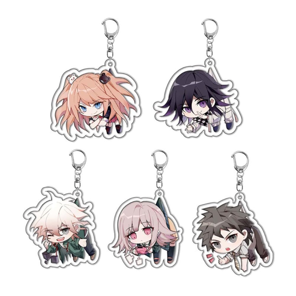 FEIDIAO Dangan Keychains Naegi Makoto Acrylic Key Pendant Kirigiri Kyoko Chibi Figure Keyring Bag Decor Accessories 5pcs