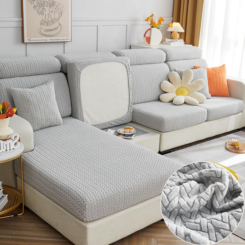 Couch Cushion Covers, Sofa Covers Couch Cover for Sectional Sofa, Sofa Hero Covers for Couch Protect, Soothing Home Sofa Covers Washable Stretch Slipcovers (Light Gray,Back Cover M)