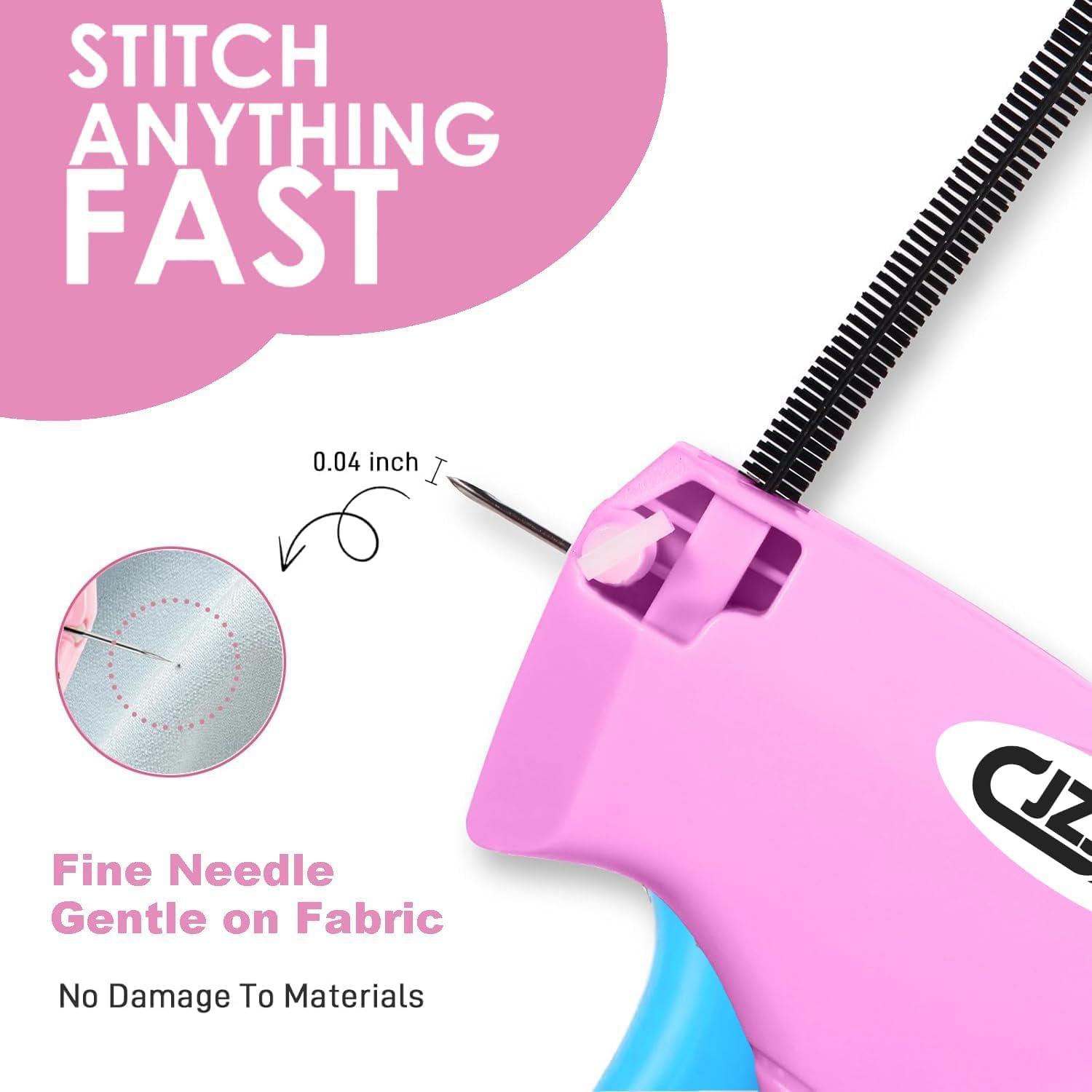 Fine Stitch Gun for Clothes, Stitchy Sewing Gun Quick Clothing Fixer, Micro Clothing Tag Gun Kit Include 6 Fine Needles & 2,000 Mini Fasteners, WarmPink+Blue - Image 3