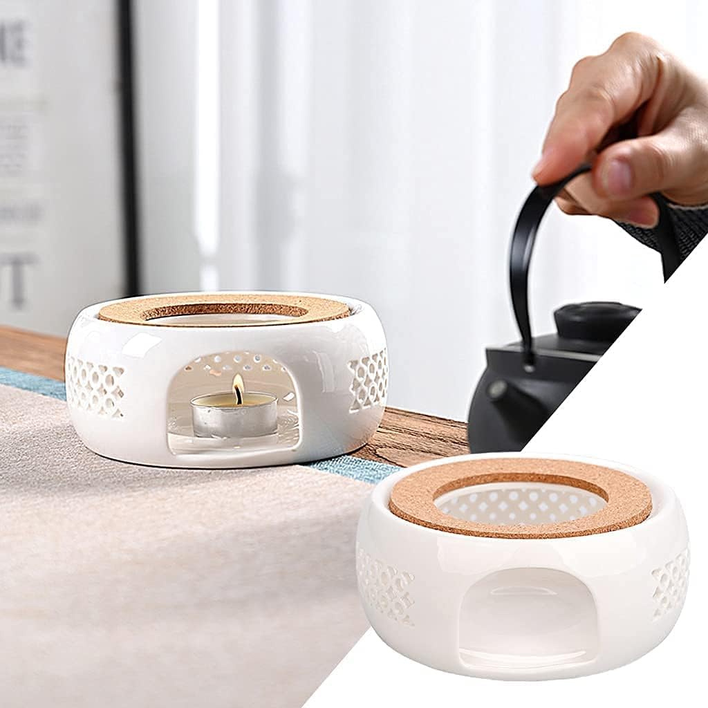 Teapot Warmer Tea Warmer Tea Light HolderCeramic Teapot Warmer, Tea Light Candle Tea Heater for Glass Teapot, Teapot Heating Base