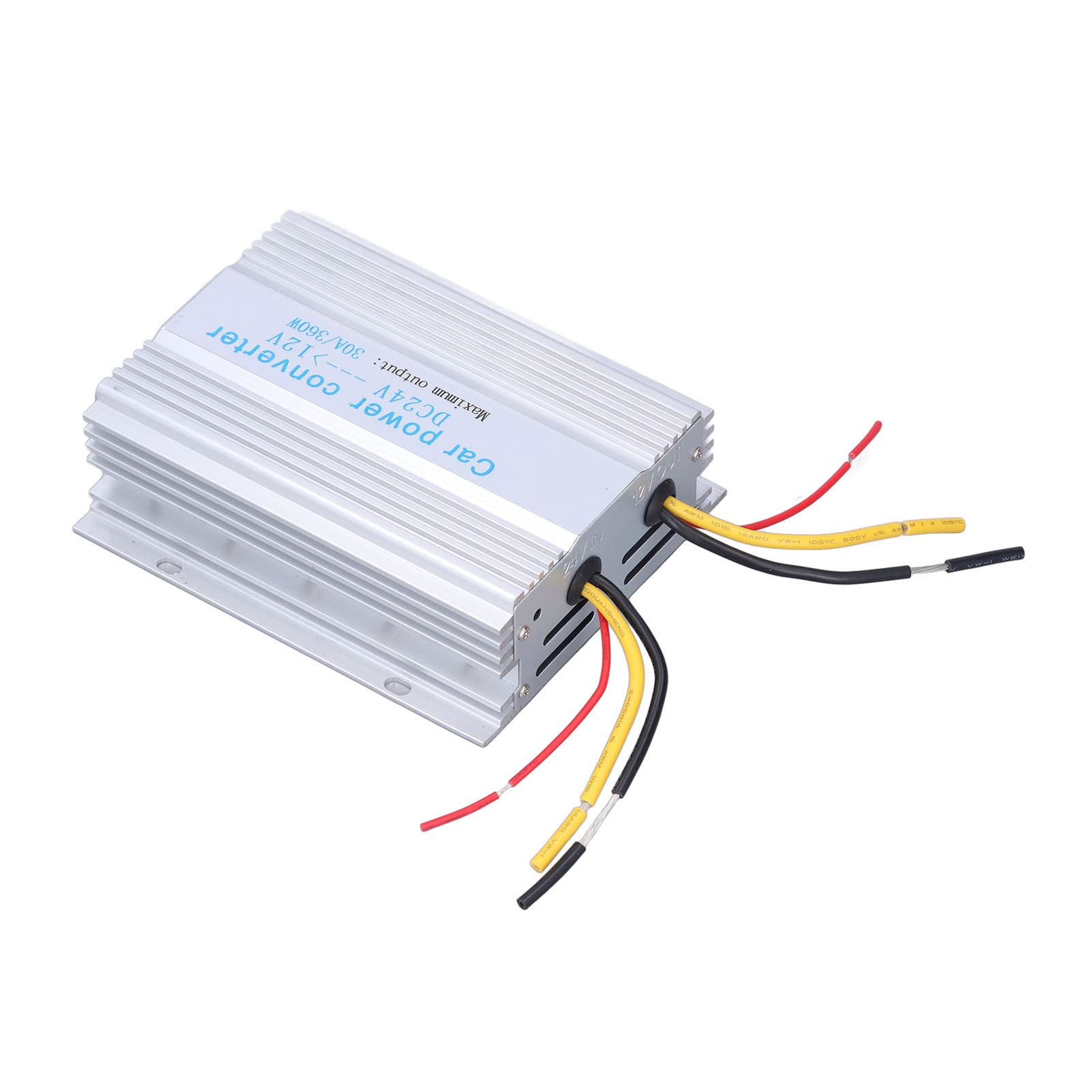 Transformator konwertera zasilania samochodowego DC24V-12V 30A 360W regulator napięcia z obudową ze stopu aluminium do GPS, samochodowego audio, rejestratora jazdy, telewizora LCD i bezpieczeństwa