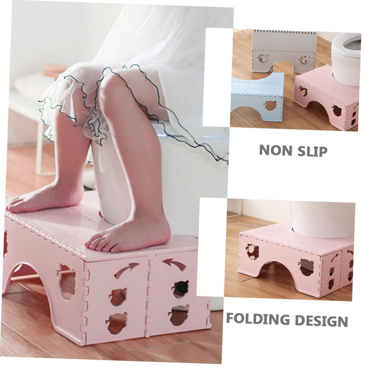 minkissy Toilet Foot Stool for Adults Portable Non-Slip Squatting Stool Boys and Girls Sturdy Safe Design