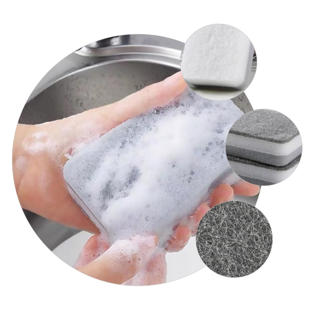 BESTYASH 3 Series Estropajo Esponjas De Cocina Depuración Absorbente Deber Fregadora De Platos Beto Doble Toallita De Limpieza De Esponja Almohadillas para Limpiar Ollas Gris 10 Piezas X 3