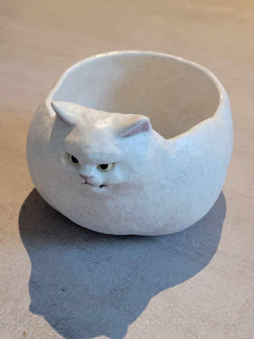Chalky Cat Rice Bowl, Matcha Bowl, Neko-Chawan