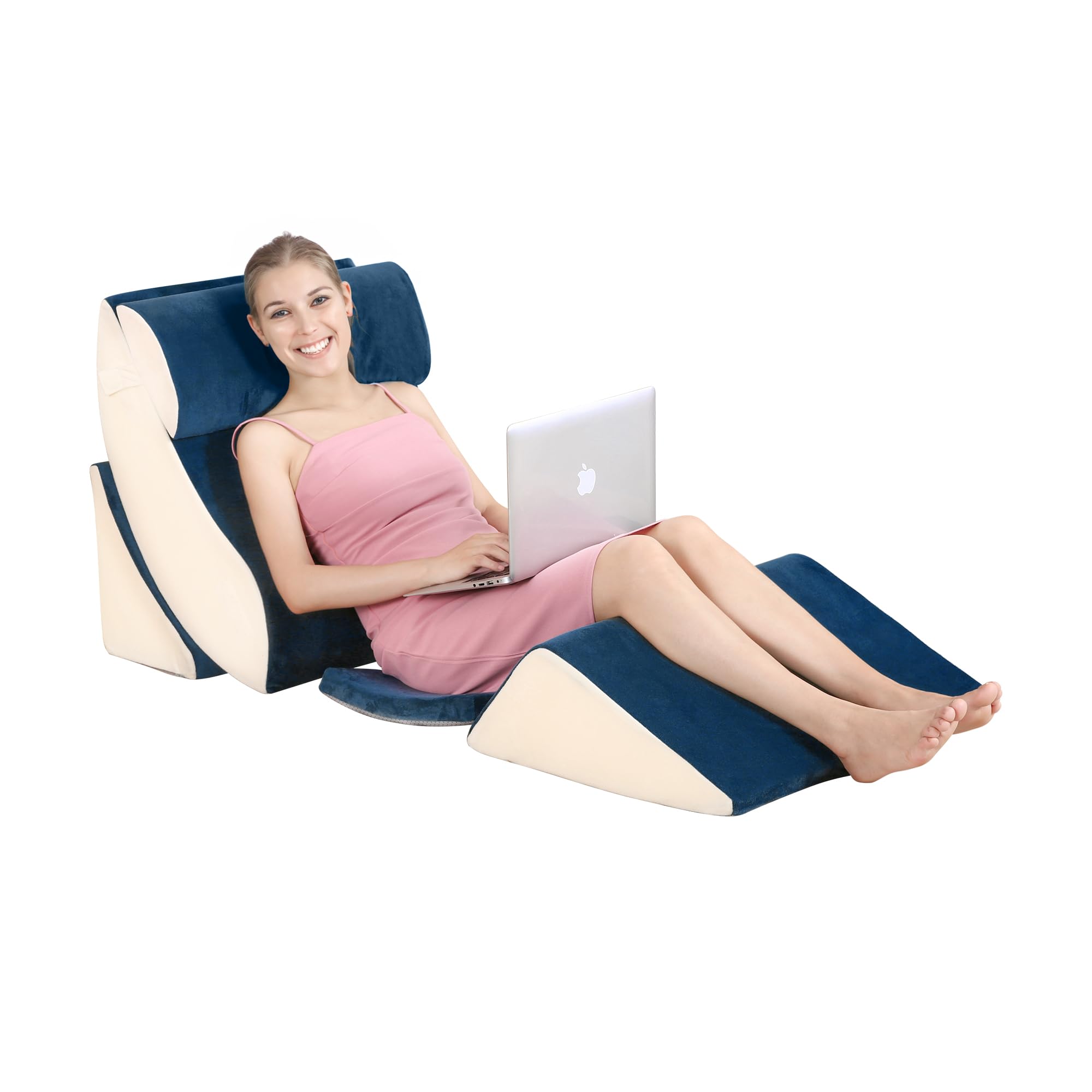 MVP BOY5Pcs Wedge Pillow for Sleeping, Orthopedic Bed Wedge Pillows for After Surgery, Adjustable Body Pillows for Back, Neck and Leg Pain Relief Comfortable (Navy Blue)