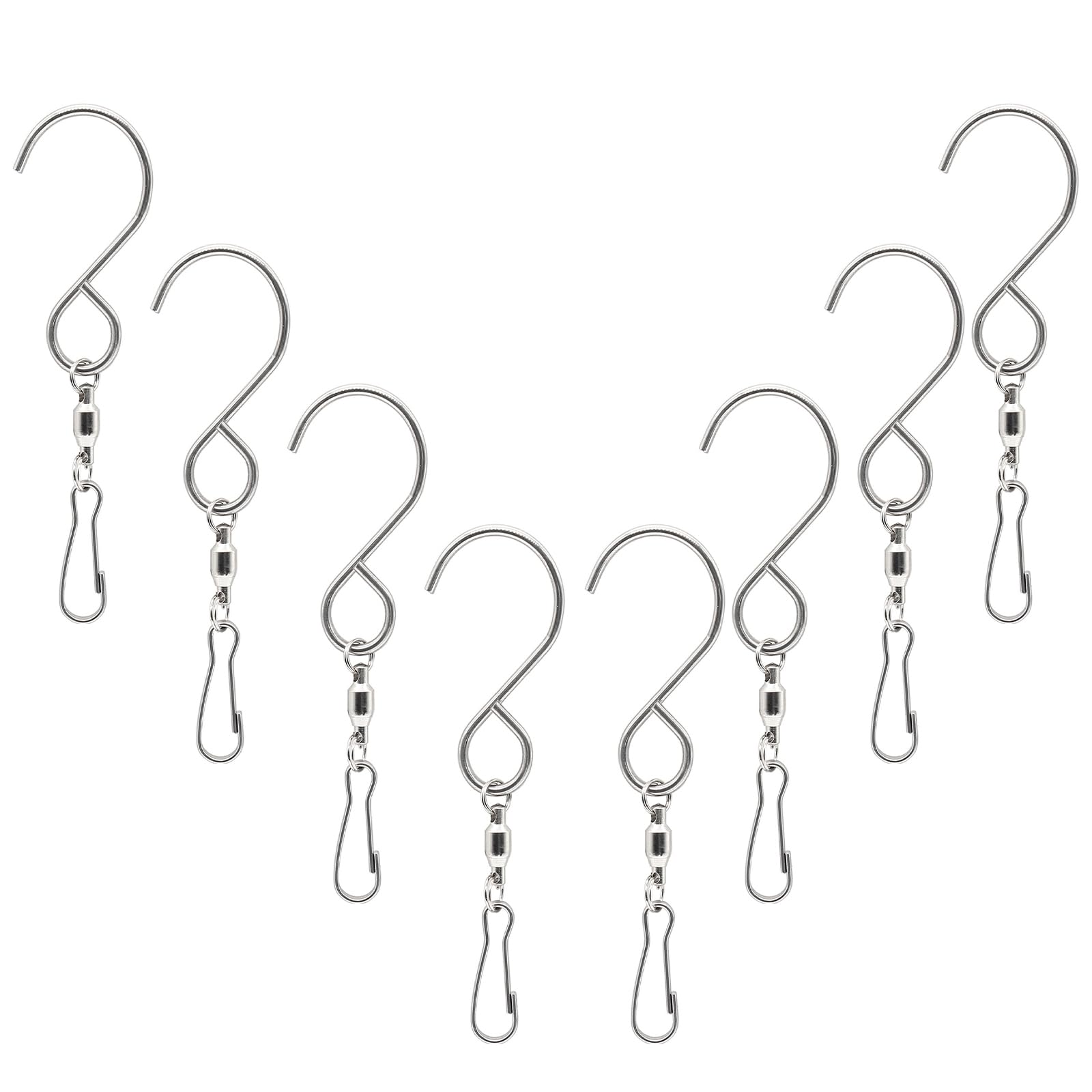 8 Pack Versatile Swivel Hooks Clips Stainless Steel Hanging Hooks for Wind Chimes, Crystal Twisters, Outdoor Ornaments Rotating and Smooth Spinning Perfect for Parties and Decorations