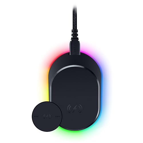 Razer Mouse Dock Pro with Wireless Charging Puck: Magnetic Wireless Charging - Integrated HyperPolling 4K Hz Transceiver - Anti-Slip Base - Chroma RGB Lighting - Classic Black