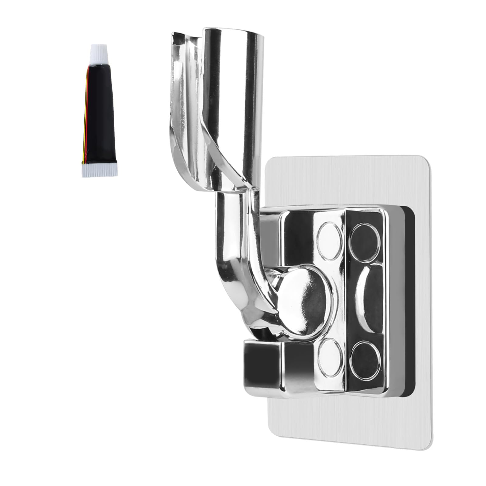 NVGVUP Duschkopfhalterung ohne Bohren, Duschkopfhalterung zum Kleben, Verstellbare Handbrause Halterung, Universal Wandmontierter Duschkopfhalter mit Starke Kleber, Bewegung um 45°Horizontale 180°