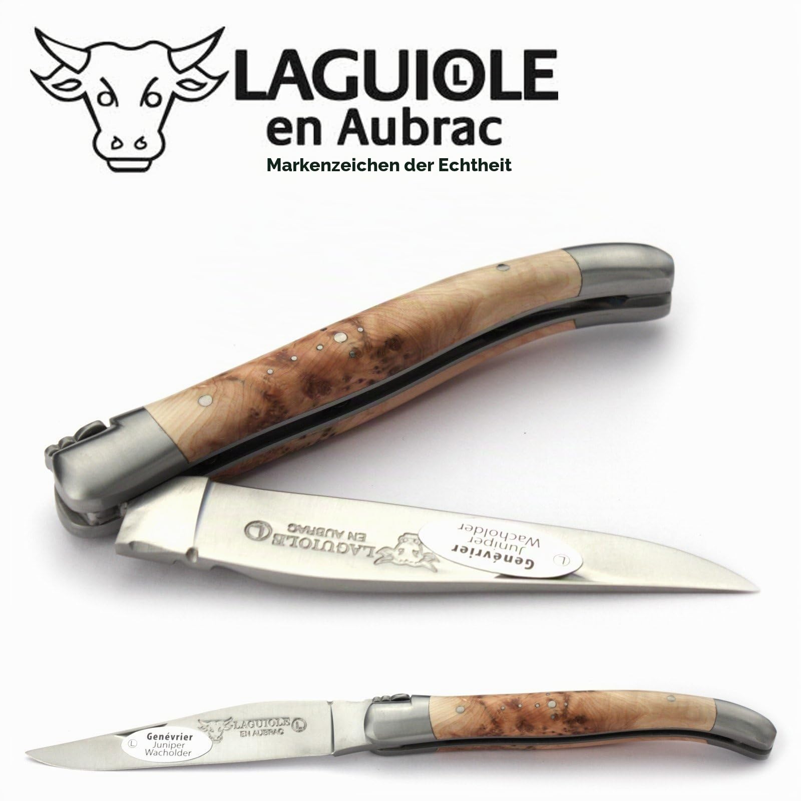 Laguiole en Aubrac Taschenmesser L0211GEIF 11 cm, Griffschalen Wacholder, Klinge 9 cm matt, Backen matt