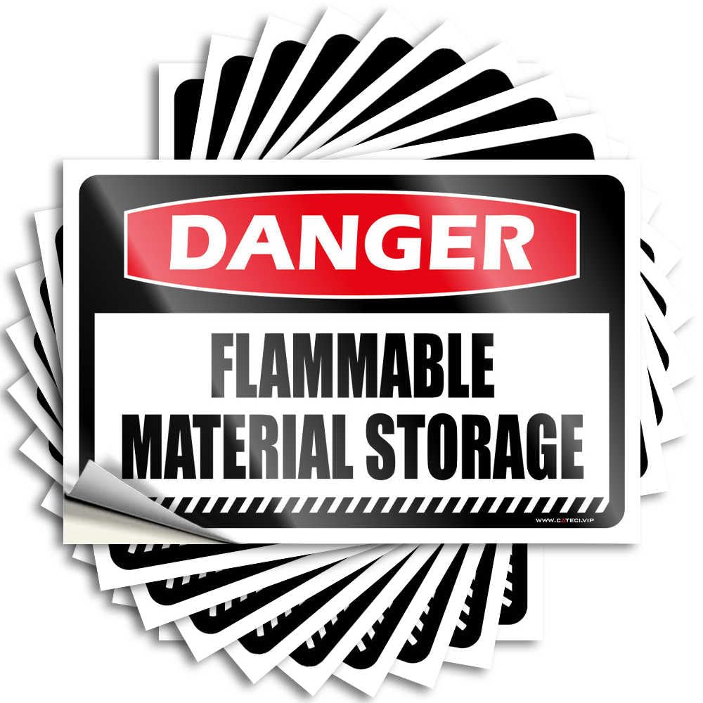 Aesthetic Door Stickers | Danger Flammable Material Storage Core Durable Vinyl Sticker Easy Apply for Winter(8X12CM)