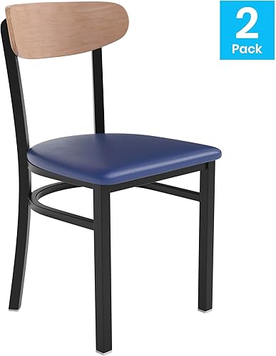 Miniatura 91 de Flash Furniture Wright - Silla de comedor de grado comercial, asiento de madera maciza con acabado de nogal y respaldo de boomerang, 500 libras de
