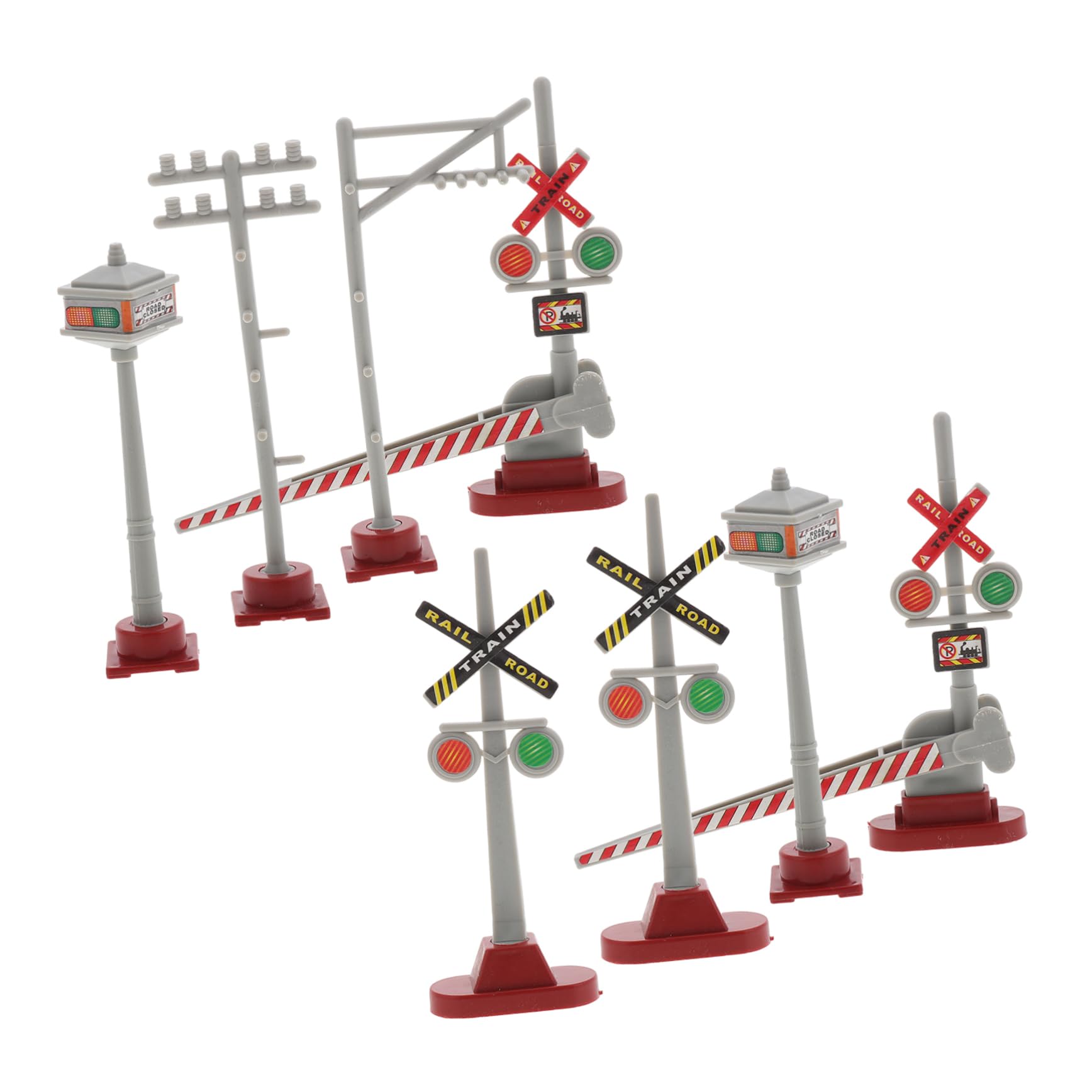 KALLORY Landscape Model Train Traffic Signs 8pcs Miniature Signal Lights DIY Train Scene Accessories for Dollhouse