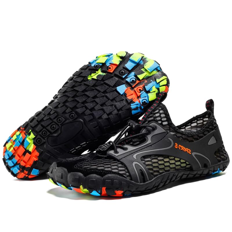 Barefoot Shoe for Women Men Aqua Barefoot Beach Swim Water Shoes Lightweight Sports Quick Dry Creek Shoes for Water Sport Surf Diving Sailing Travel (Black,12,Men,11)