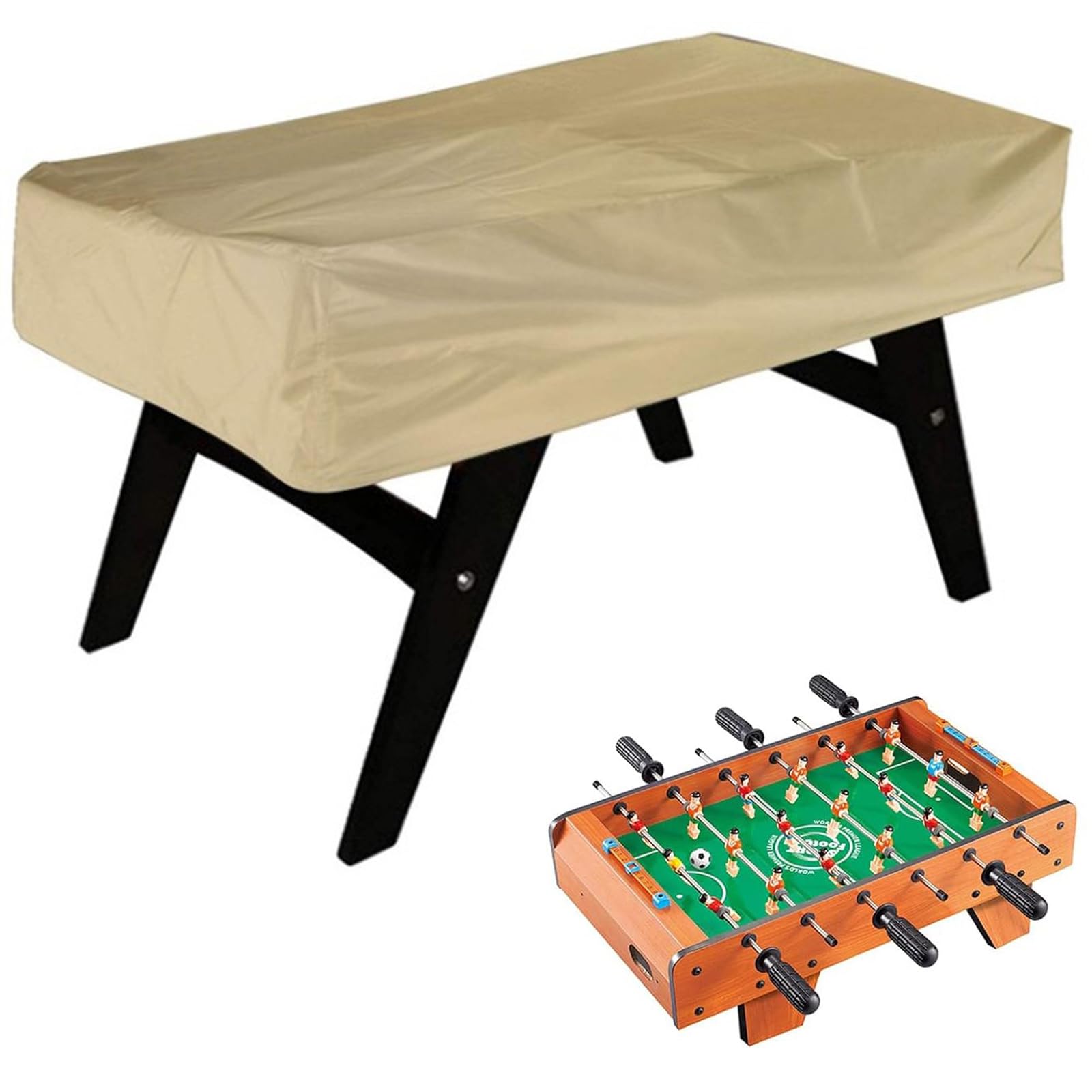 Copertura per Tavolo Calcio,Impermeabile Coperture Protezione per Biliardino per Esterni Interni, Rettangolari Telo Protettiva Custodia per Foosball Table da Esterno(Size:142 x 132 x 38cm,Color:Beig