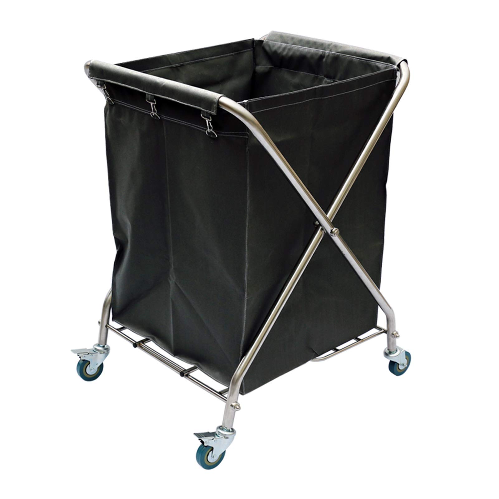 DFEDHF Trolleys,Beauty Salon Cart Trolley Folding Rolling Cart, Laundry Sorter Hamper with Heavy Duty Brake Wheel, Hotels/Lobby Stainless Steel Housekeeping Trolley/Blue