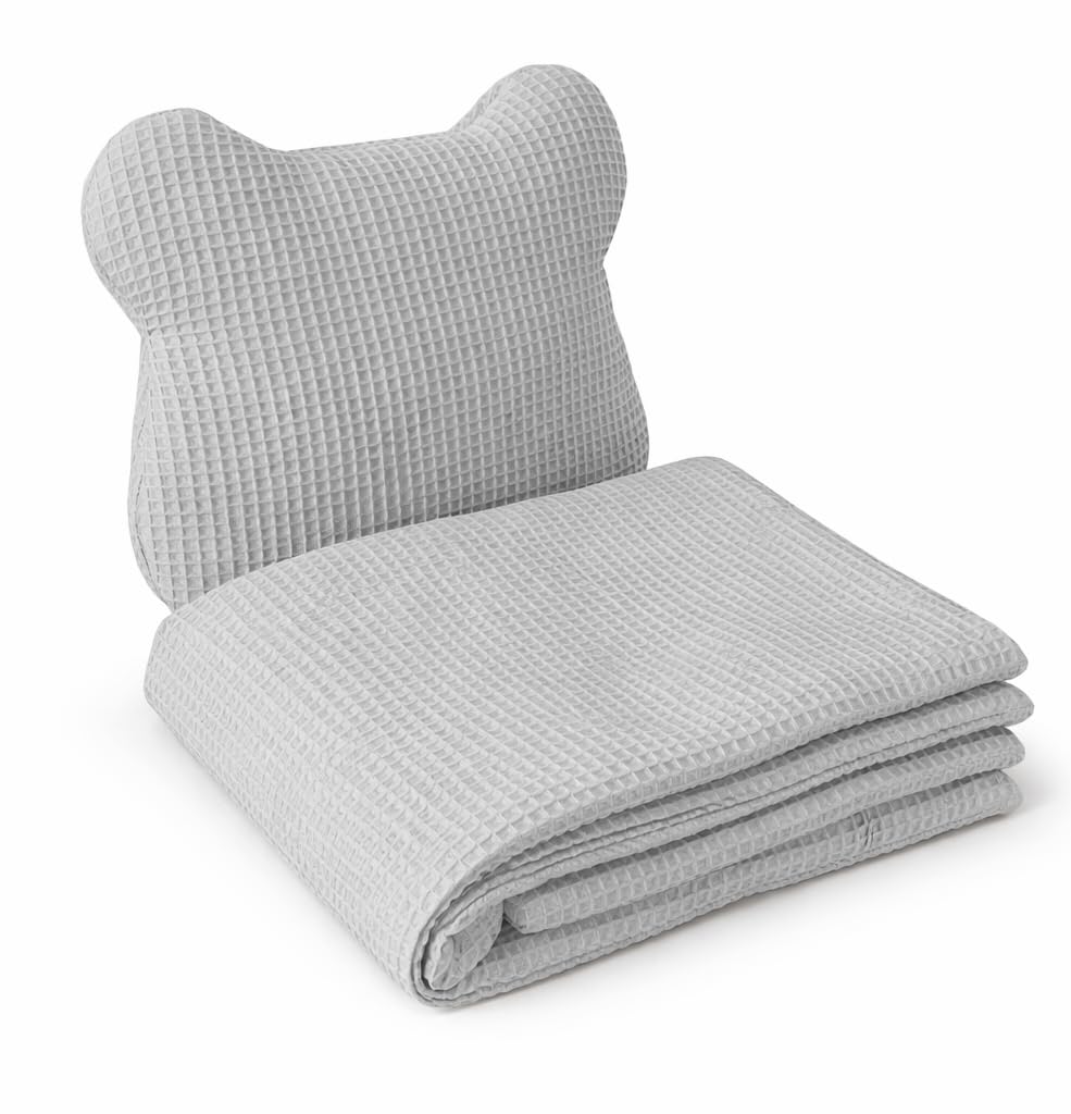 Babynestchen Neugeborene – 5-teiliges Baby Set mit Babynest aus Waffelpique Baumwolle – Nestchen Baby für Babybett & Kinderbett – Babykokon Tragbar – OEKO-TEX zertifiziert – Zubehör Babybett - Grau