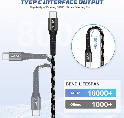 Miniatura 4 de Paquete de 3 cables USB C tipo C de 4 pies para Samsung Galaxy Note 20 10, S23 S22 S21 S20 S10, A03s A13 A14 A23 A24 A32 A34 A42 A51 A52 A53 A54 A71