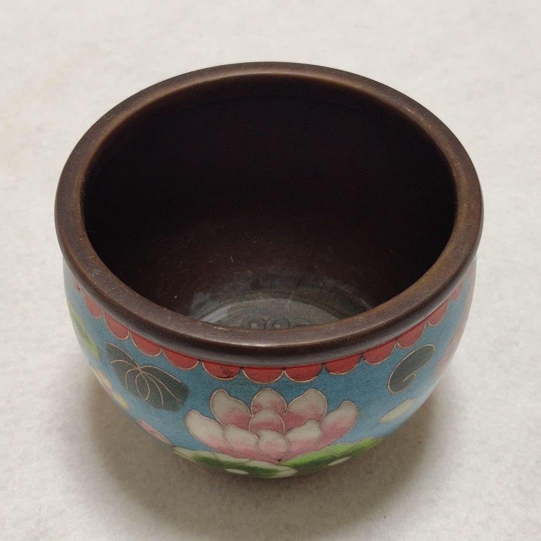 Amazon.co.jp: 骨董品 銅胎 景泰藍 七宝 手絵 魚藻紋 画缶 筆洗 建水