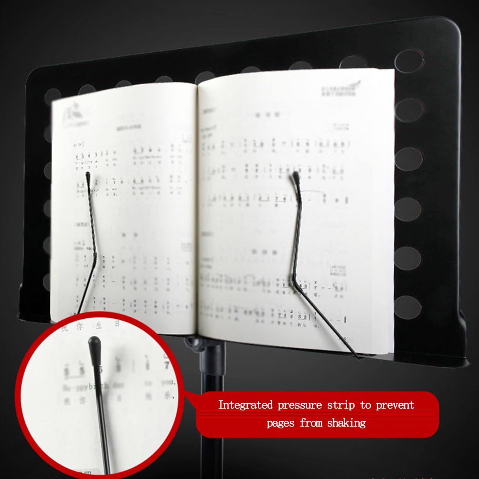 Atril for partituras, atril portátil, pinza ajustable, tablero de partitura plegable, ideal for presentaciones en viajes.